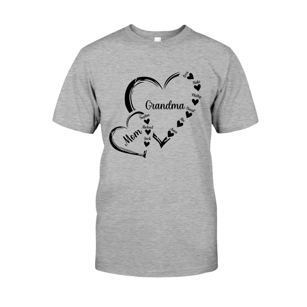 Grandma/Mom/Nana Heart - Personalized Grandma T-shirt And Hoodie