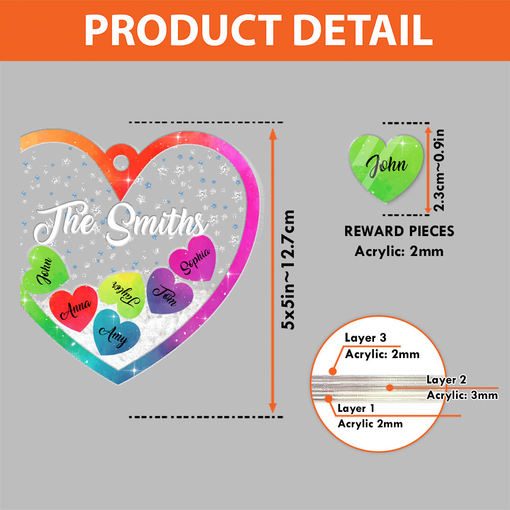 Family Love - Personalized Family 3 Layered Shaker Ornament