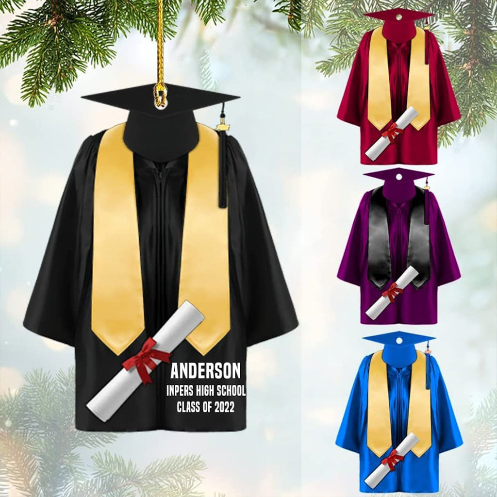 Graduation Cap & Gown - Personalized Graduation Ornament