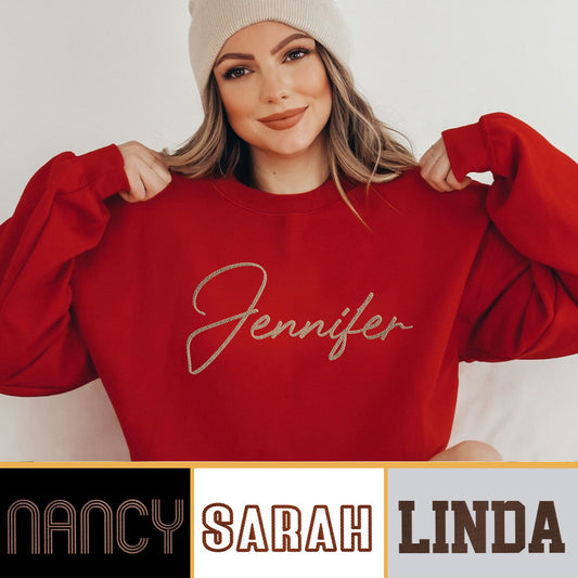 Custom Name - Personalized Aunt Embroidered Sweater