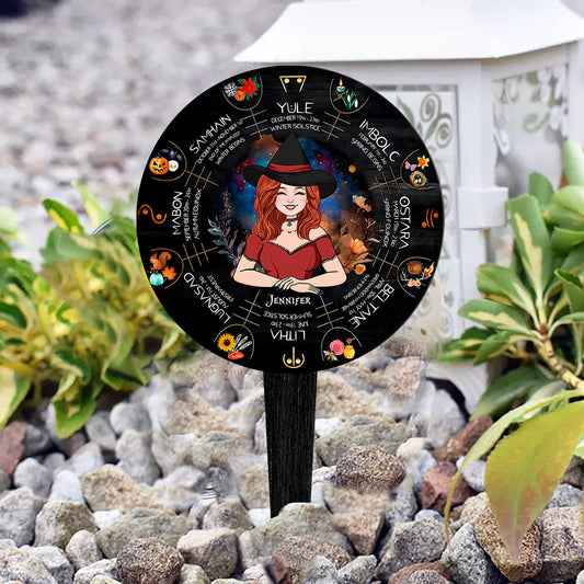 Wheel Of The Year - Personalized Witch Acrylic Garden Sign