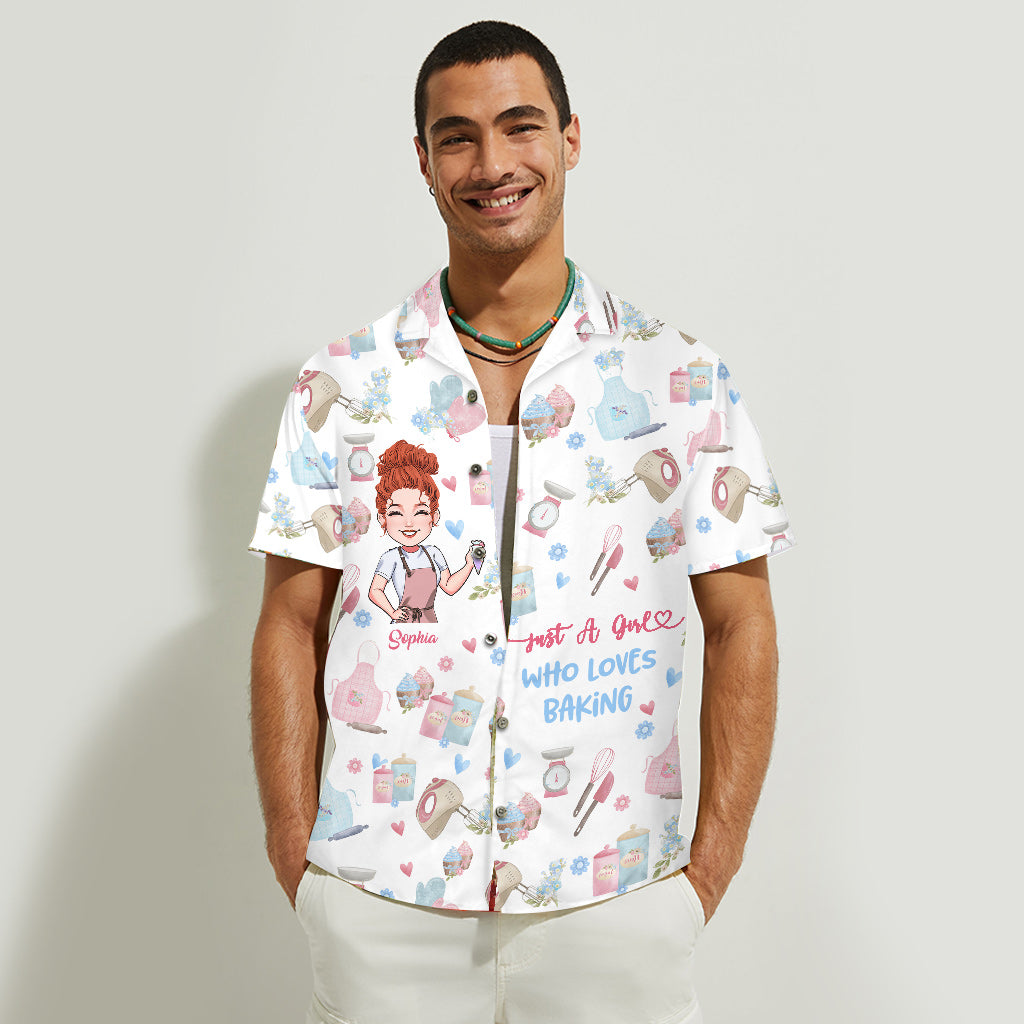 Just A Girl Who Loves Baking - Personalized Baking Hawaiian Shirt