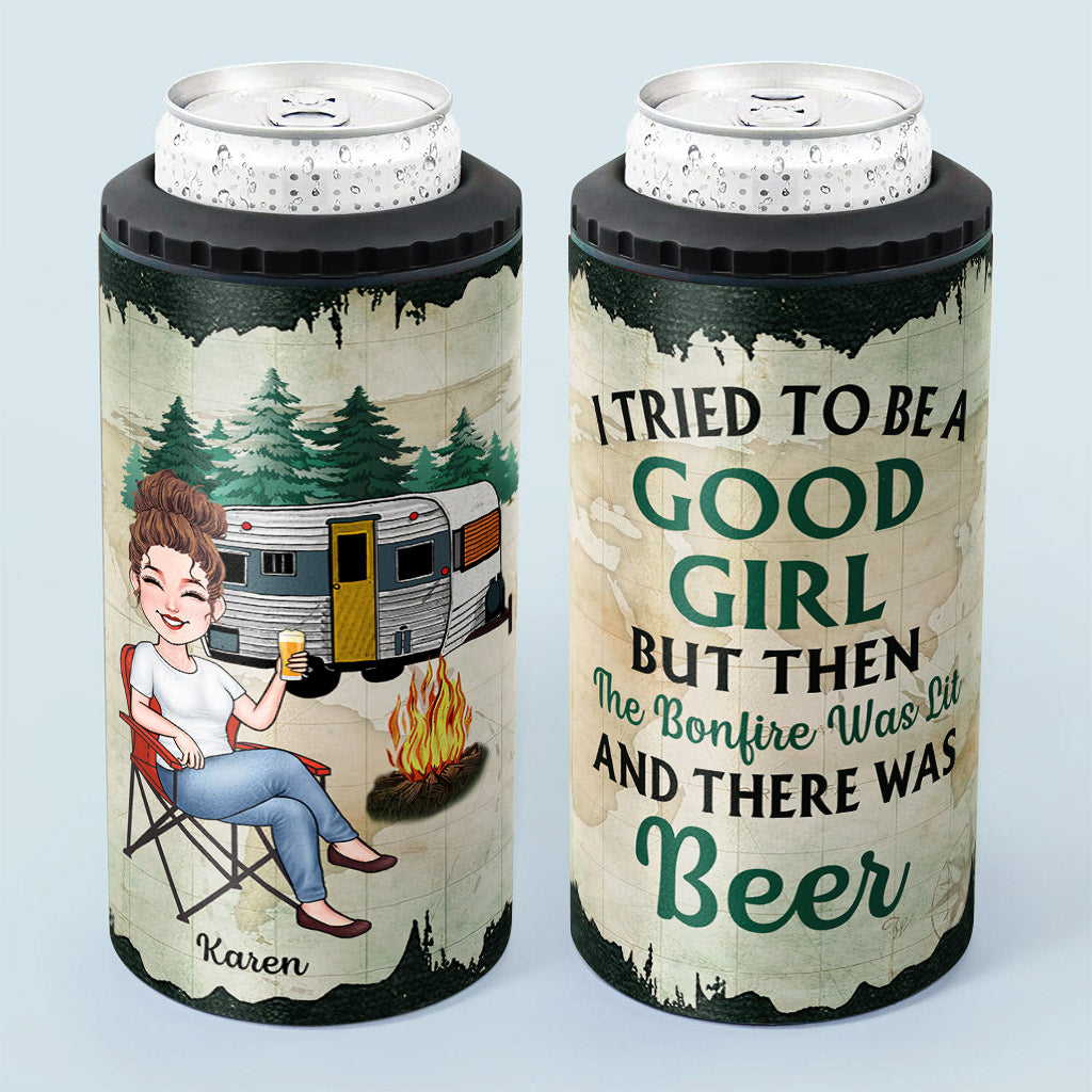I Tried To Be A Good Girl - Personalized Camping Can Cooler