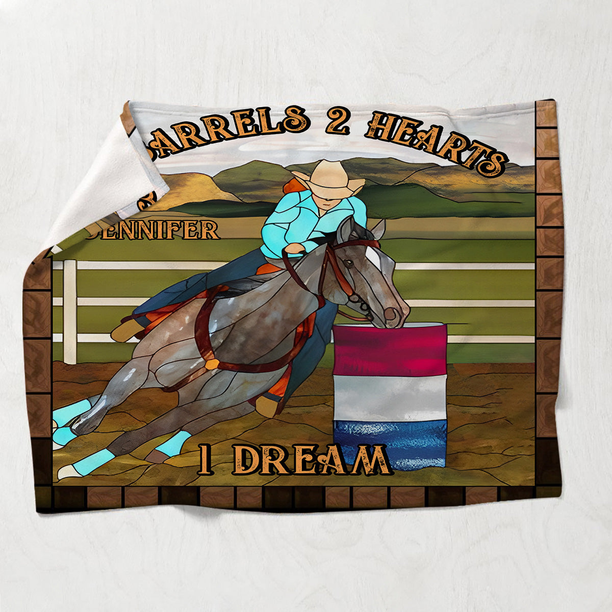 3 Barrels 2 Hearts 1 Dream - Personalized Horse Blanket