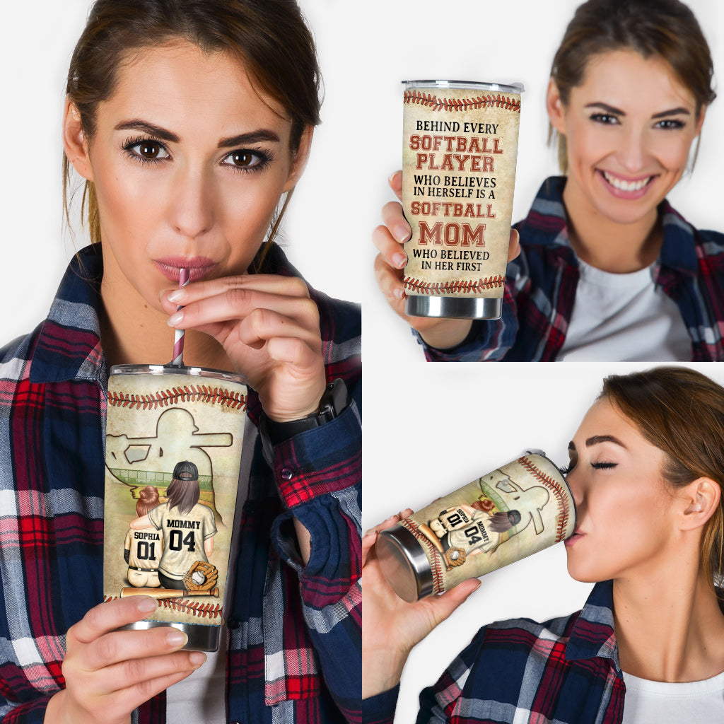 Softball Mom Believe - Personalized Softball Tumbler