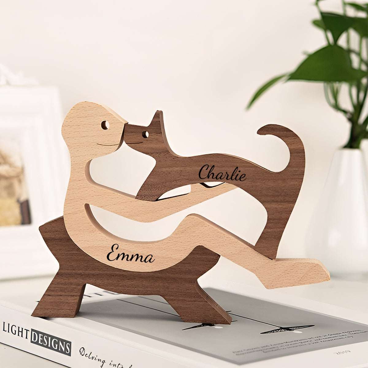 You & Me And The Dog - Personalized Couple Decorative Figures