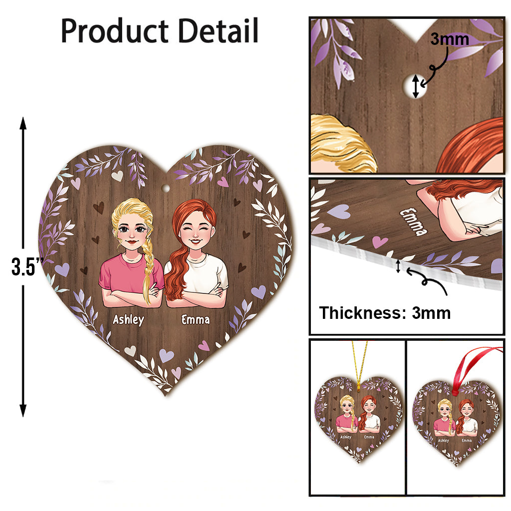 Sisters Connected By Heart - Personalized Sister Ornament