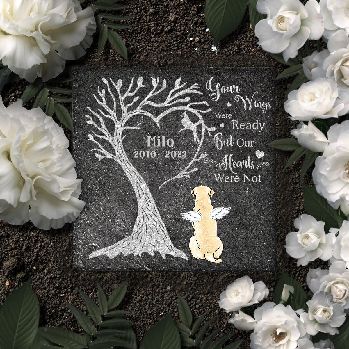 Your Wings Were Ready - Personalized Dog Square Shaped Stone