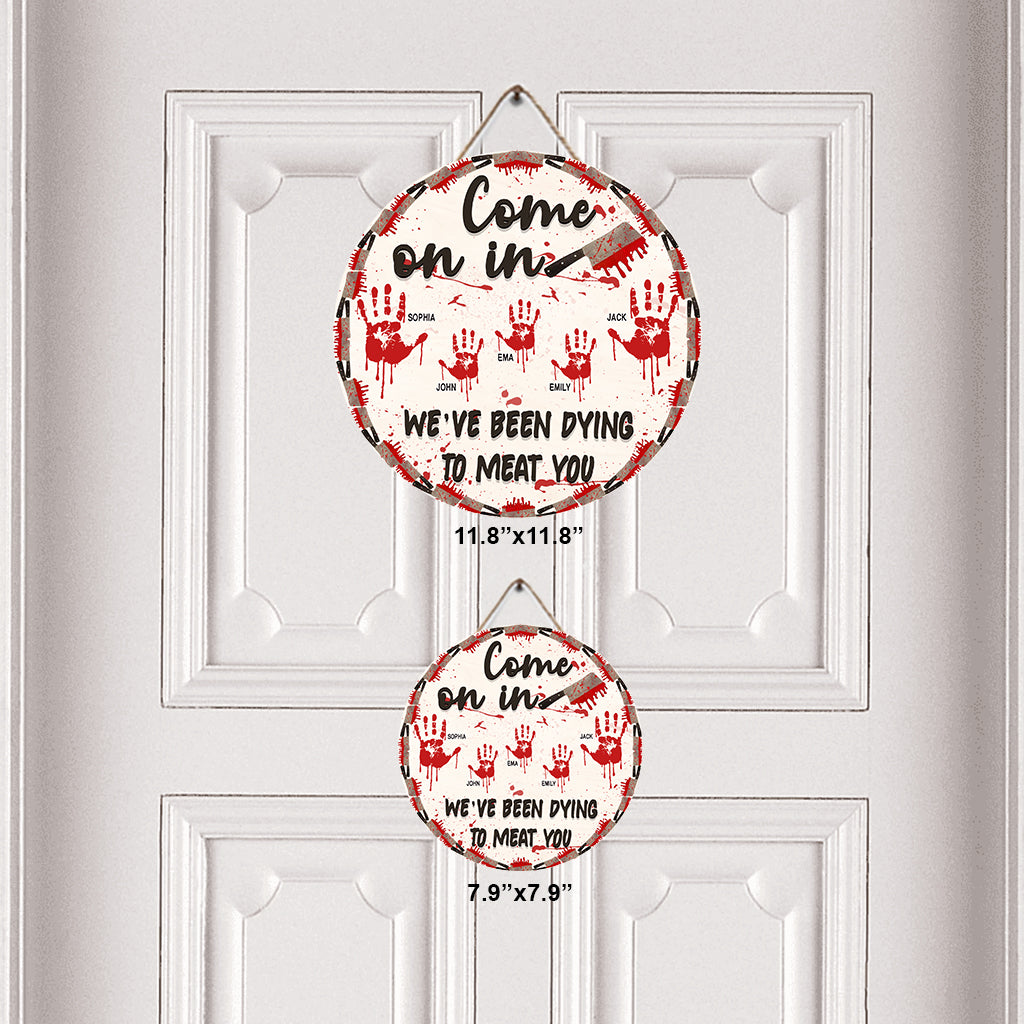 Come On In - Personalized Family Round Wood Sign