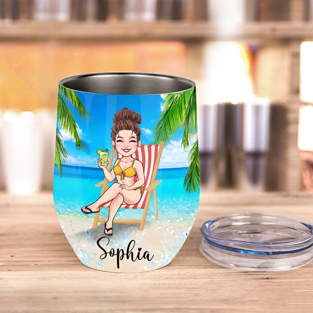 The Beach Is Calling - Personalized Sea Lover Wine Tumbler