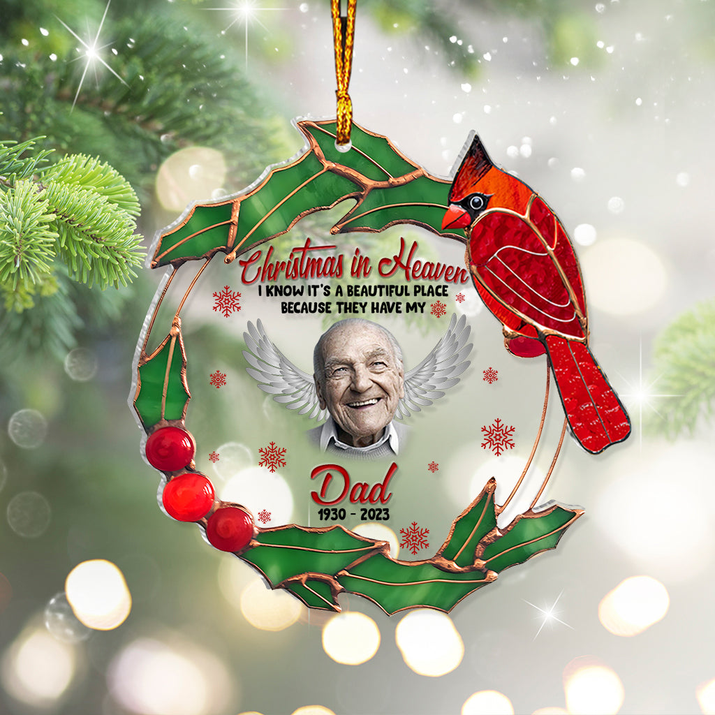 Christmas In Heaven - Memorial gift for loss of - Personalized Transparent Ornament