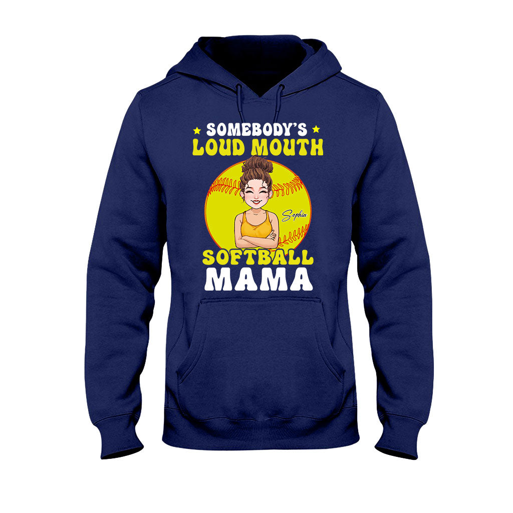 Loud Mouth Softball Mama - Personalized Softball T-shirt And Hoodie