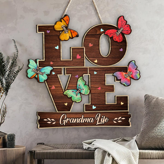 Love - Personalized Mother's Day Grandma Wood Sign