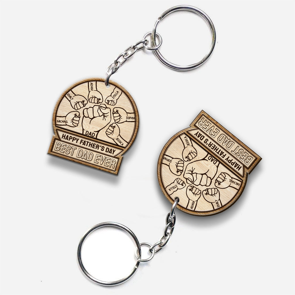 Best Dad Ever - Personalized Father's Day Father Keychain (Printed On Both Sides)