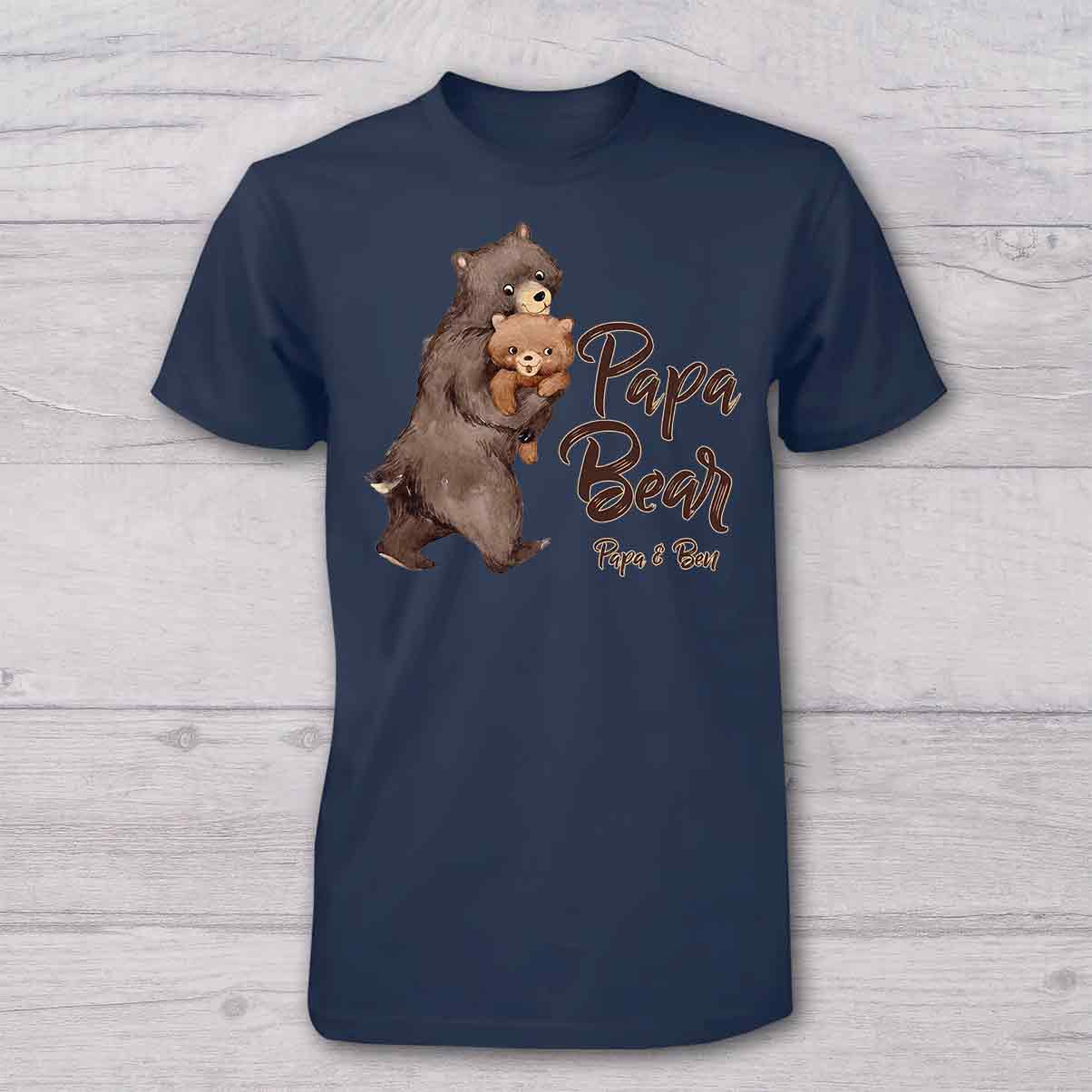 Papa Bear Baby Bear - Personalized Father T-shirt And Baby Onesie