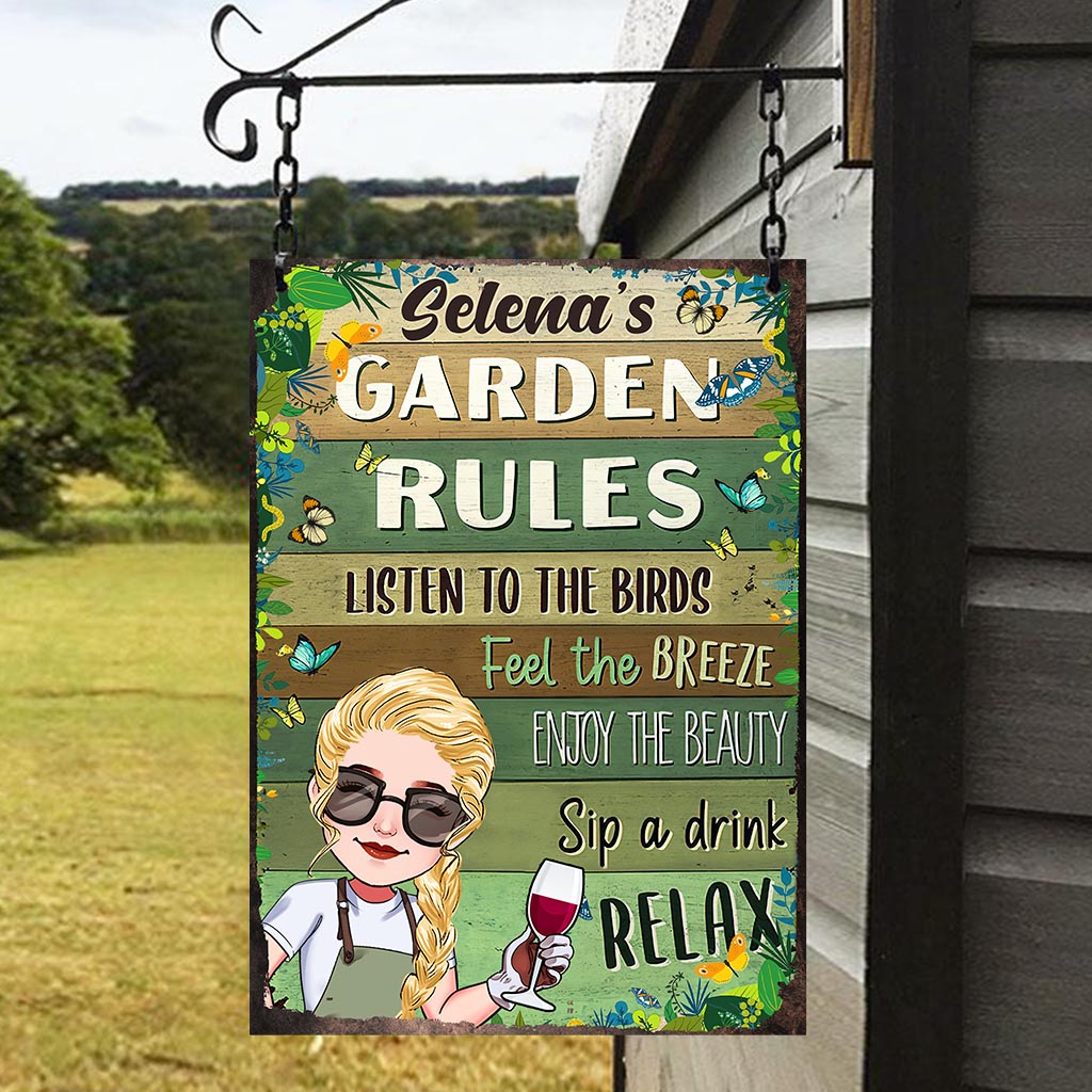 And Into The Garden I Go - Personalized Gardening Rectangle Metal Sign