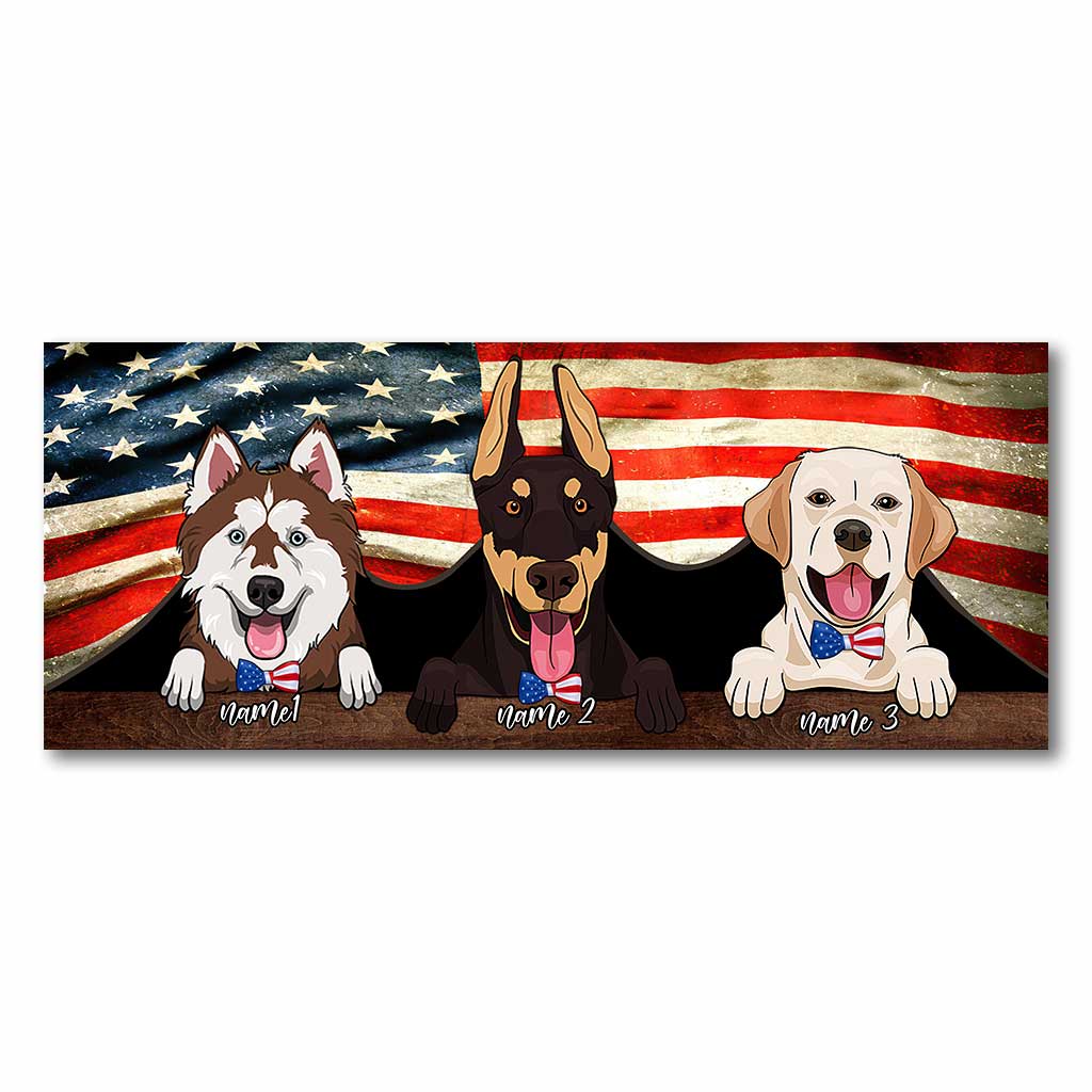 Red, White And Blue Dogs - Personalized Independence Day Truck Tailgate Decal