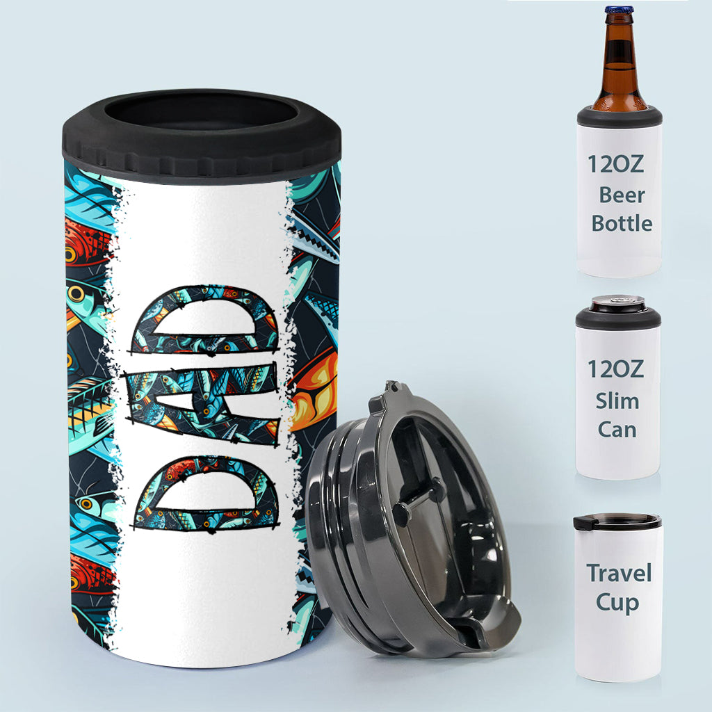 Reel Cool Dad - Fishing gift for dad, grandpa, him, husband - Personalized Can Cooler