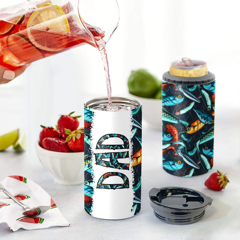 Reel Cool Dad - Fishing gift for dad, grandpa, him, husband - Personalized Can Cooler