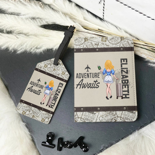 Adventure Awaits - Travelling gift for her, mom, wife, girlfriend, friend - Personalized Set