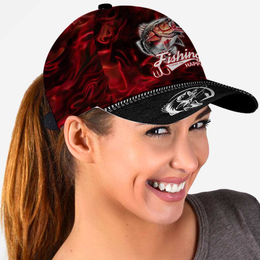 Fishing Makes Me Happy - Personalized Fishing Classic Cap
