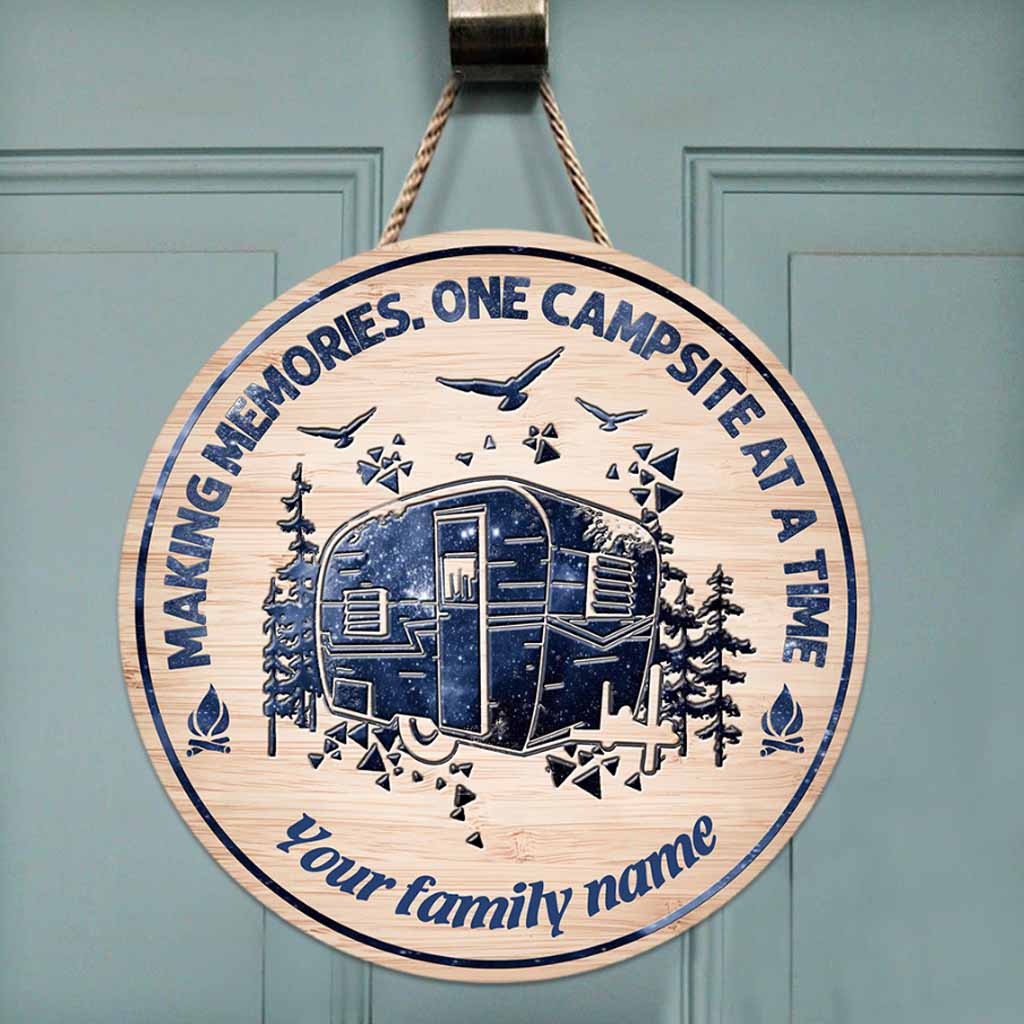 Making Memories  - Camping Personalized Round Wood Sign