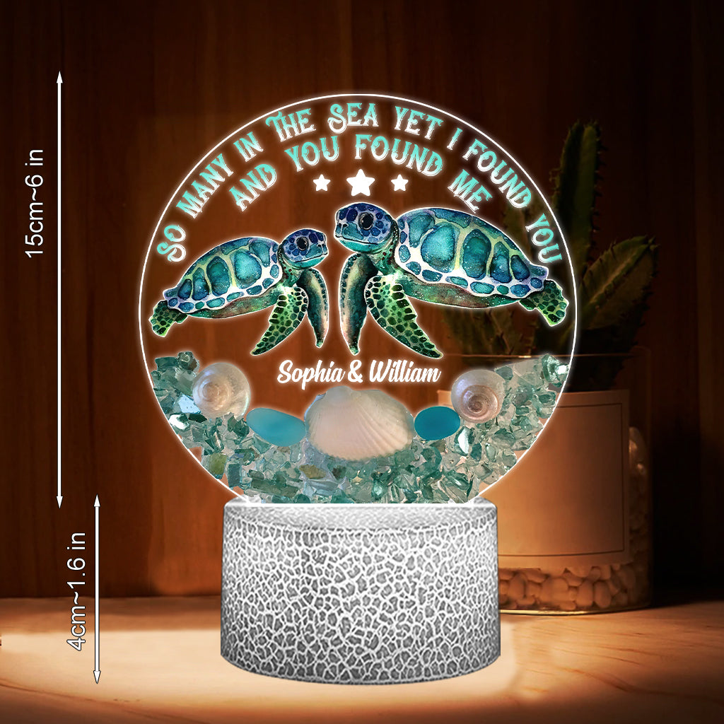 So Many In The Sea - Personalized Turtle Shaped Plaque Light Base