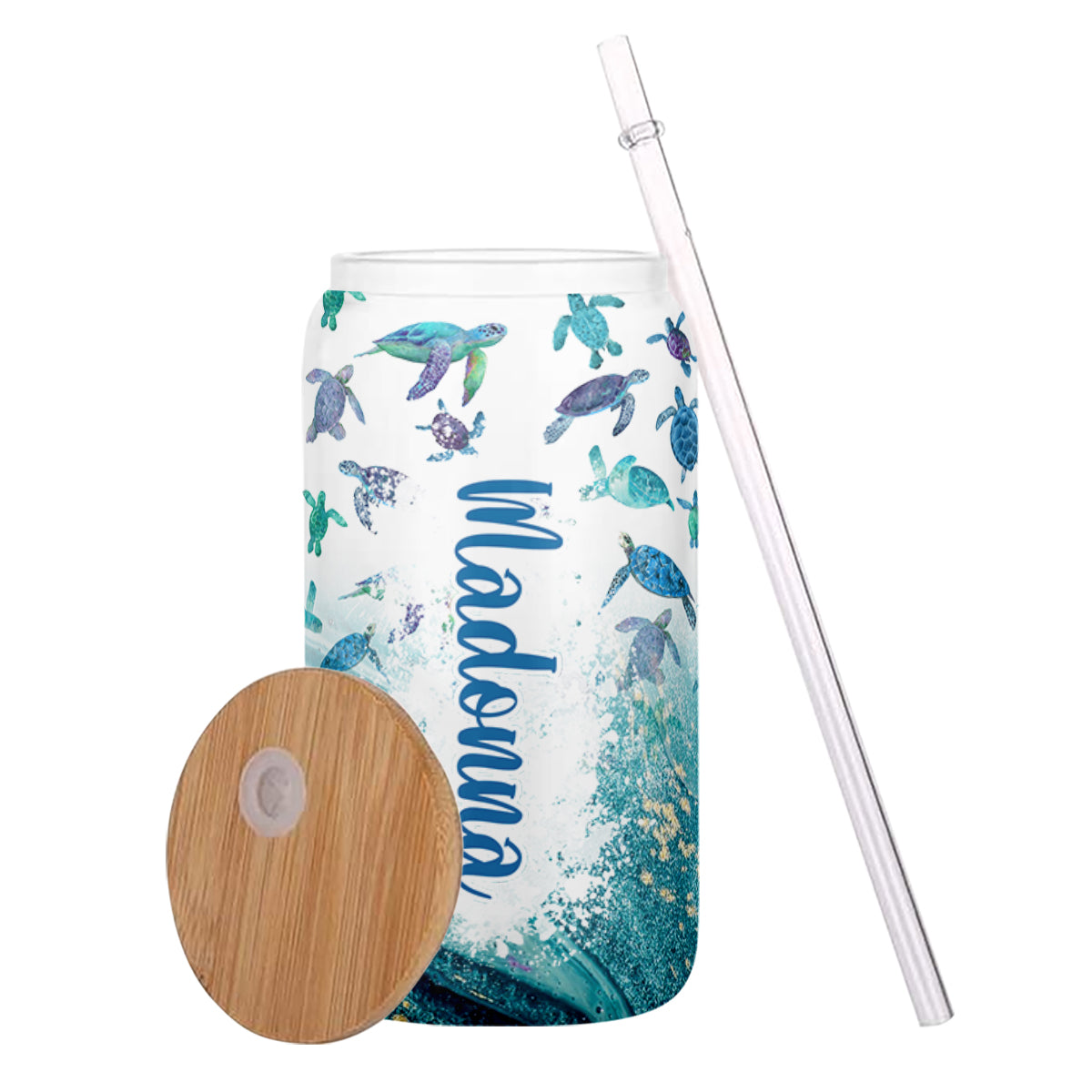Belong To The Sea - Personalized Turtle Can Glass