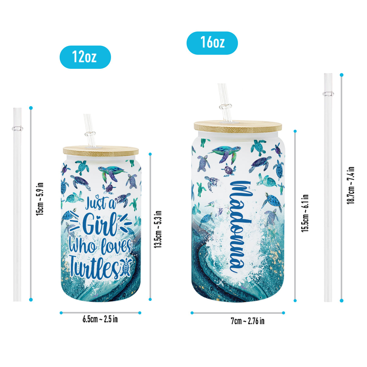 Belong To The Sea - Personalized Turtle Can Glass