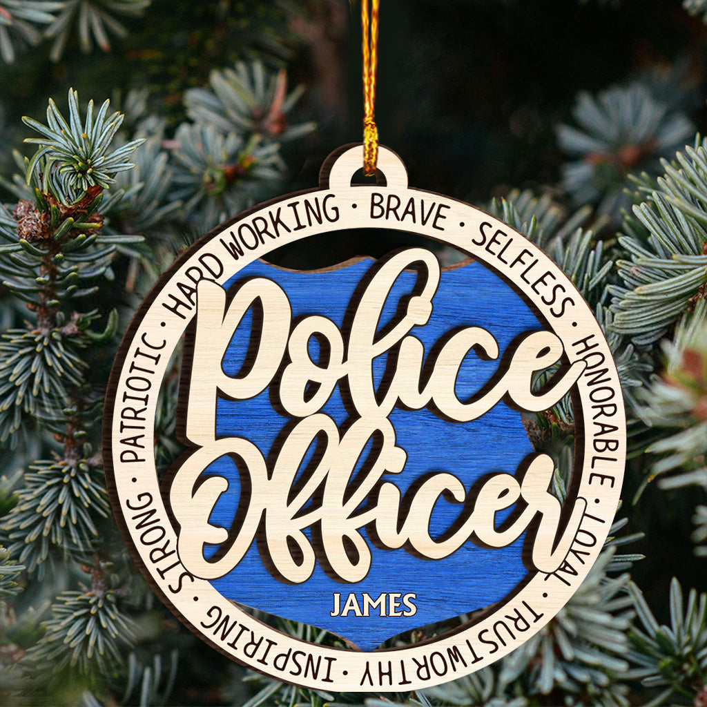 Police Officer - Personalized Police Officer 2 Layered Wooden Ornament