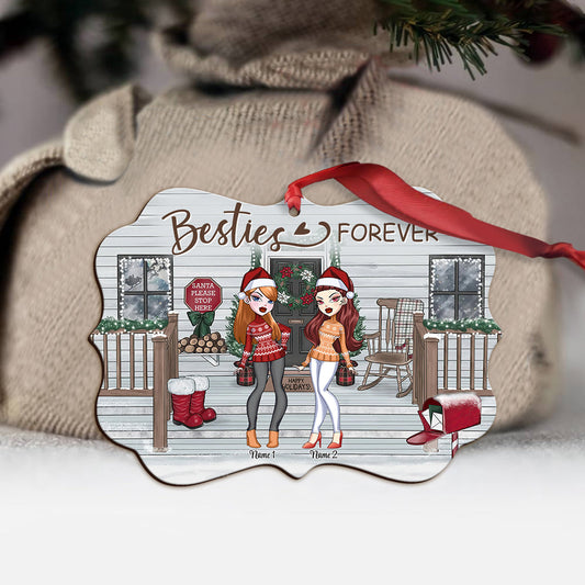 Bestie Forever - Personalized Christmas Bestie Ornament (Printed On Both Sides)