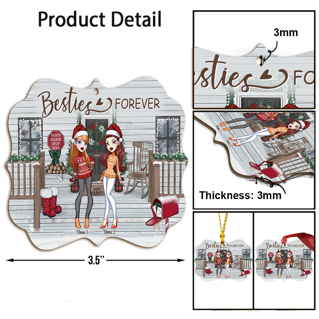 Bestie Forever - Personalized Christmas Bestie Ornament (Printed On Both Sides)