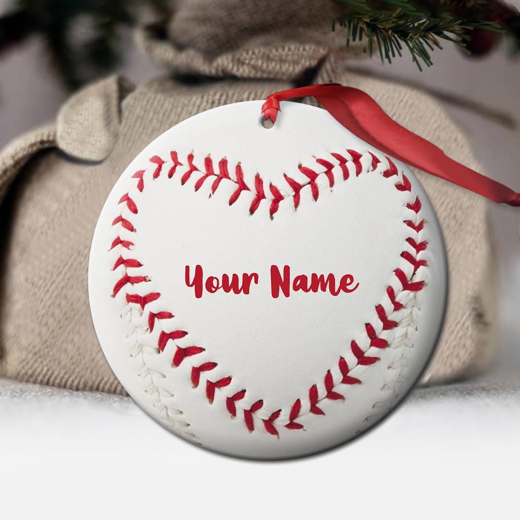 Love Baseball - Personalized Christmas Baseball Ornament (Printed On Both Sides)