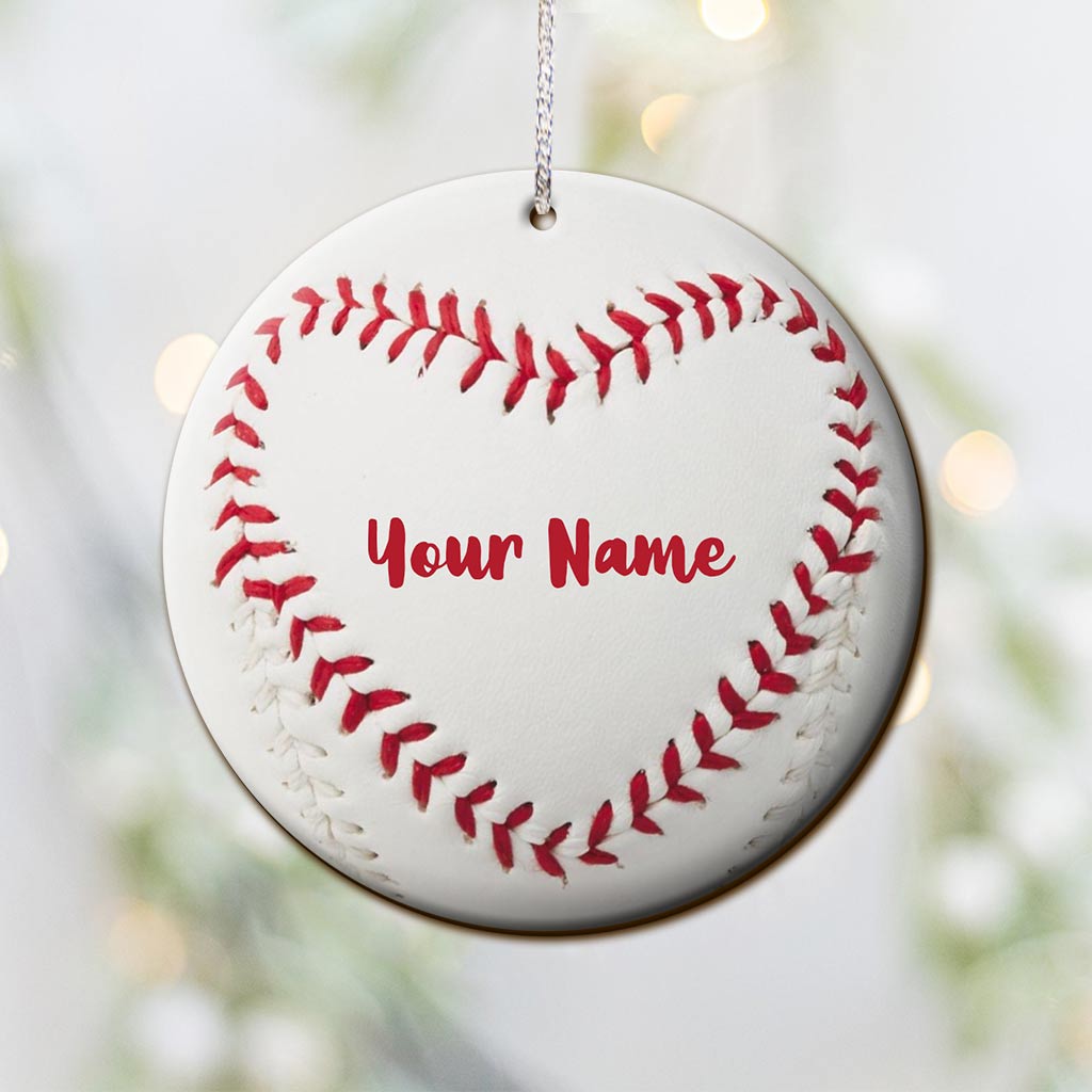 Love Baseball - Personalized Christmas Baseball Ornament (Printed On Both Sides)