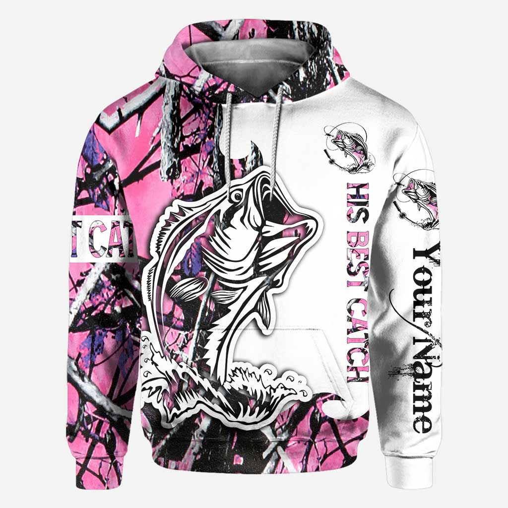 His Best Catch - Personalized Fishing All Over T-shirt and Hoodie