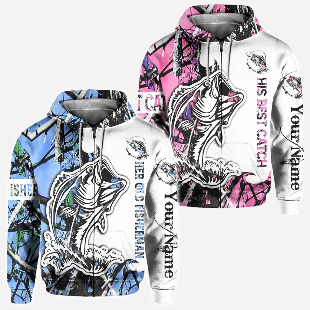 His Best Catch - Personalized Fishing All Over T-shirt and Hoodie