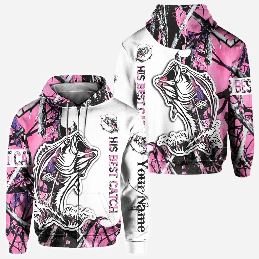 His Best Catch - Personalized Fishing All Over T-shirt and Hoodie