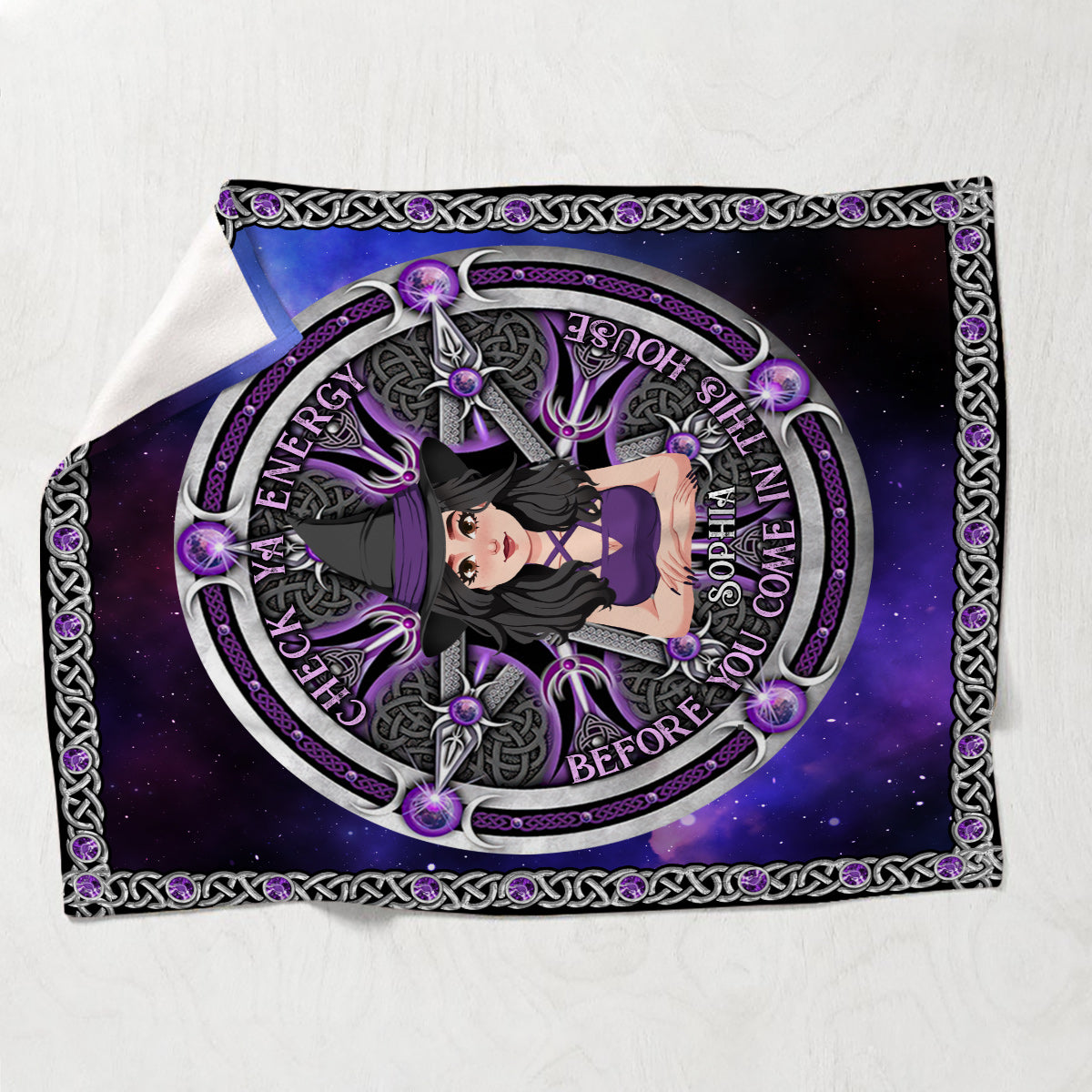 Check Ya Energy - Personalized Witch Blanket