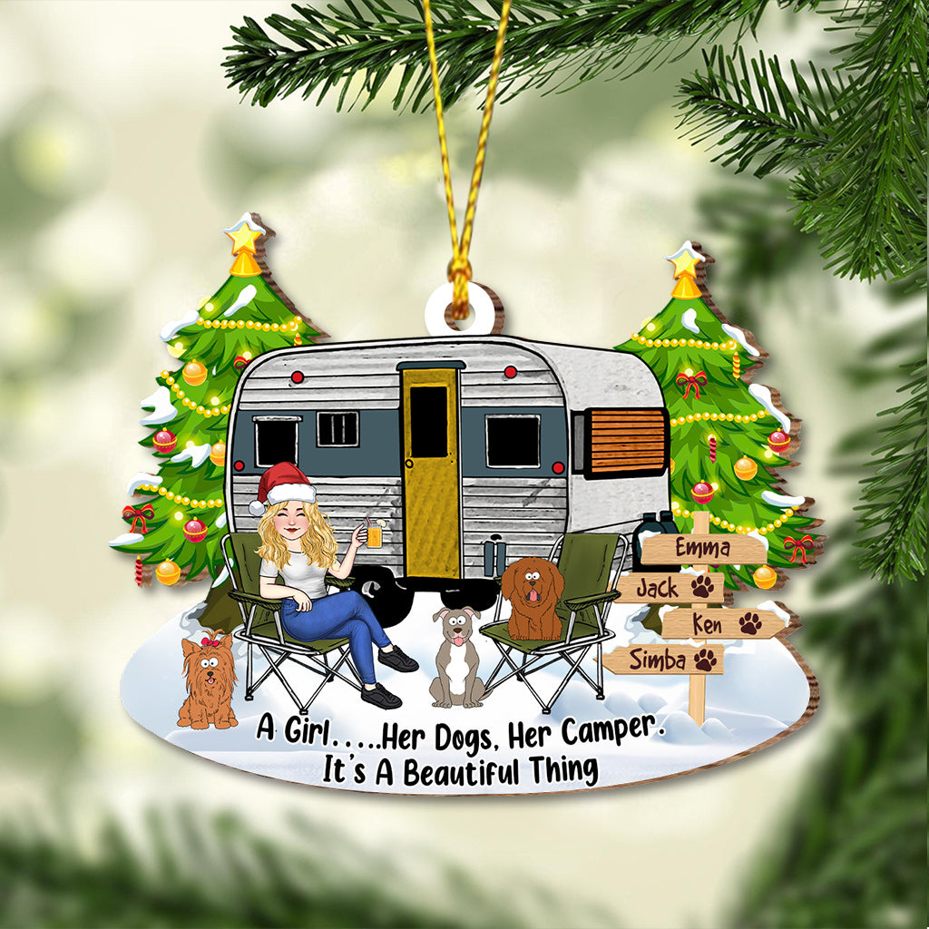 A Girl And Her Dog - Camping gift for dog lover - Personalized Ornament