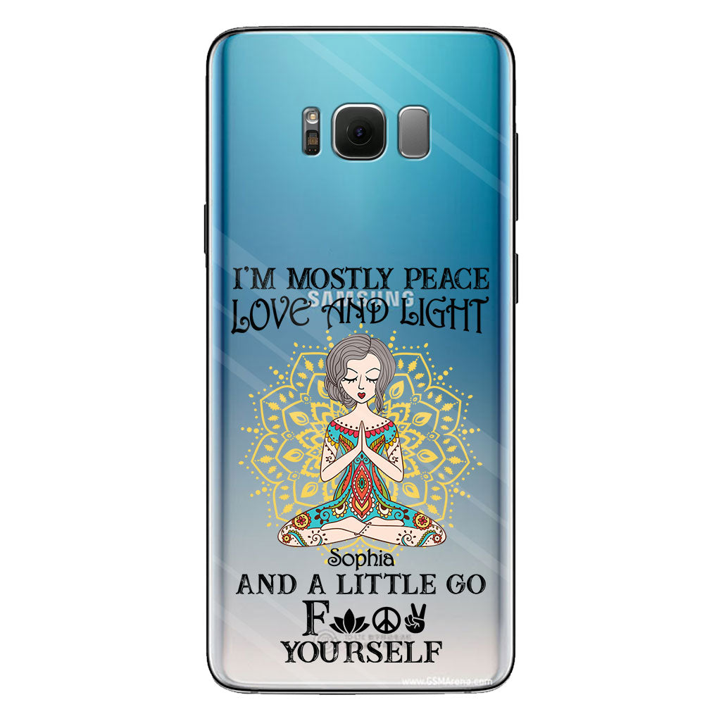 I’m Mostly Peace Love And Light - Personalized Yoga Clear Phone Case
