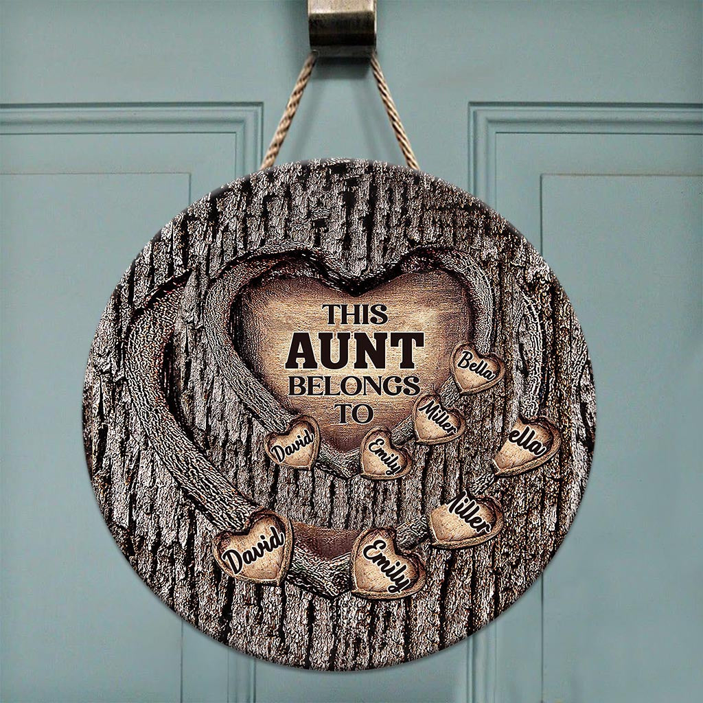 Dad's Heart - Gift for dad, grandma, grandpa, mom, uncle, aunt, brother, sister - Personalized Round Wood Sign