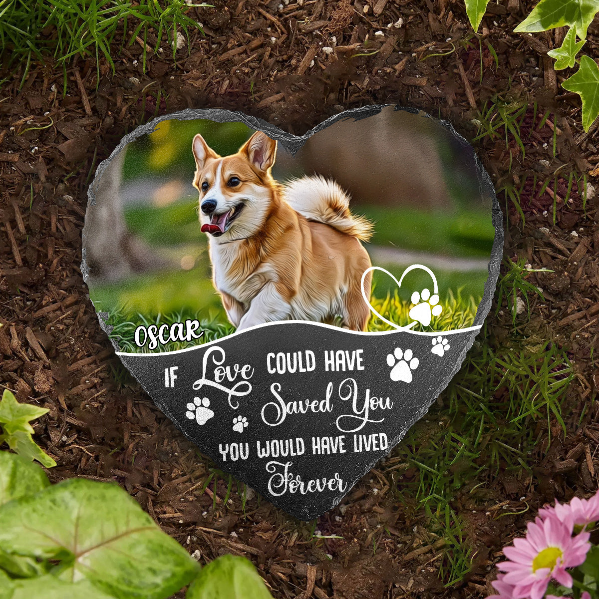 If Love Could Have Saved You - Personalized Dog Heart Shaped Stone