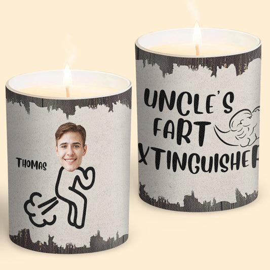Fart Extinguisher - Gift for dad, grandma, grandpa, mom, uncle, aunt, son, daughter, brother, sister, granddaughter, grandson, husband, wife, boyfriend, girlfriend, friend - Personalized Candle With Wooden Lid