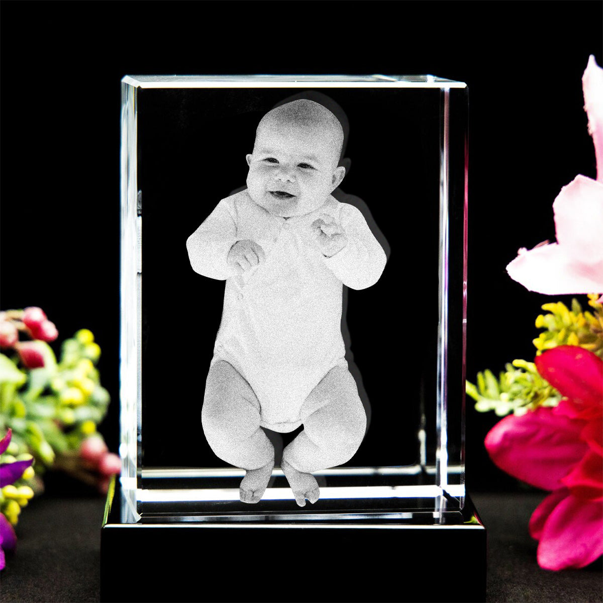 Custom Photo - Personalized Newborn Laser Engraving 3D Cuboid Shaped Crystal Lamp