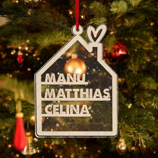 Family Name - Personalized Family 2 Layered Piece Mix Ornament