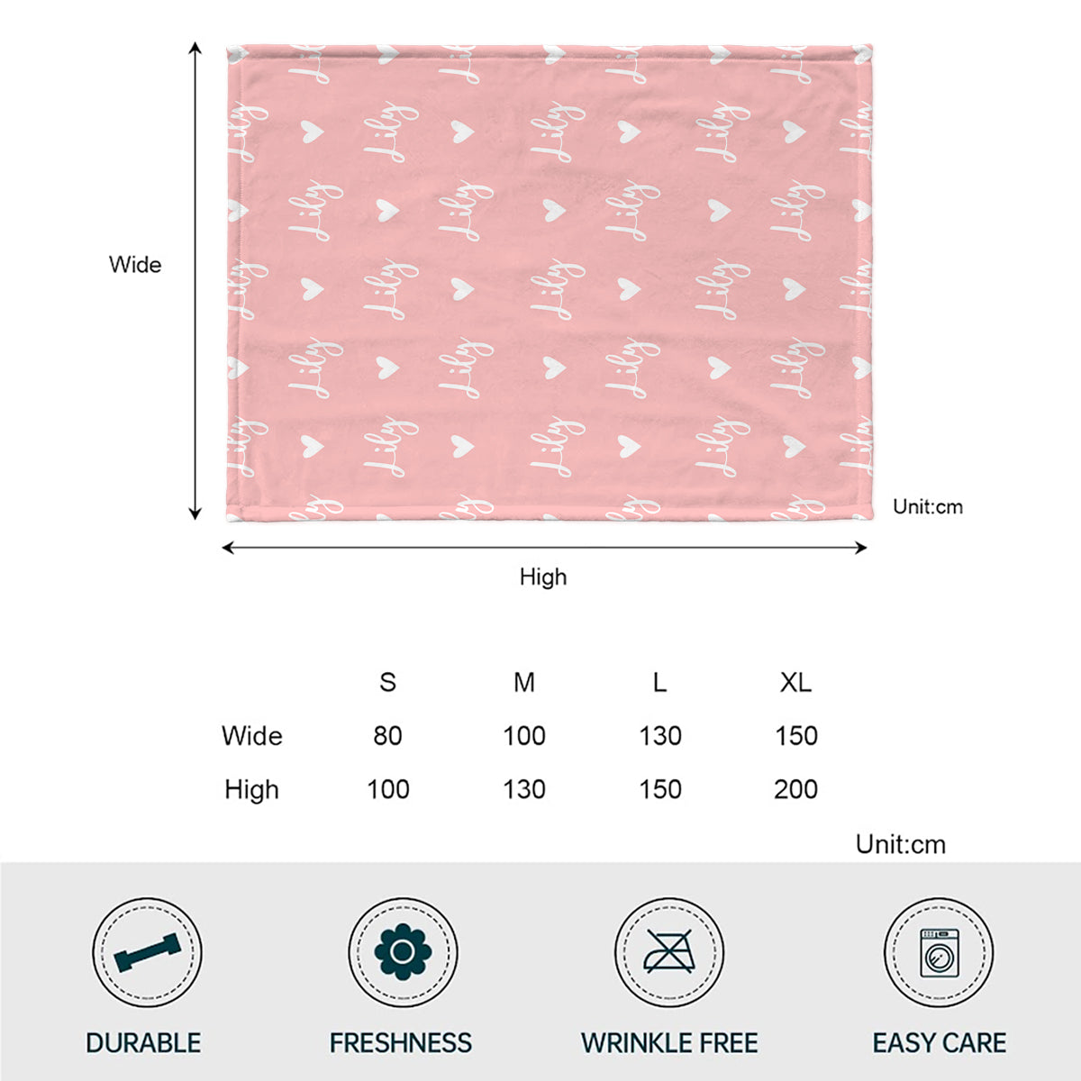 Custom Name Heart Pattern - Personalized Mother Blanket