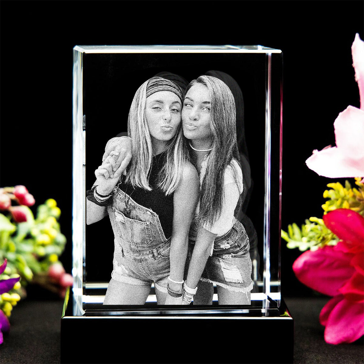 Custom Photo - Personalized granddaughter Laser Engraving 3D Cuboid Shaped Crystal Lamp