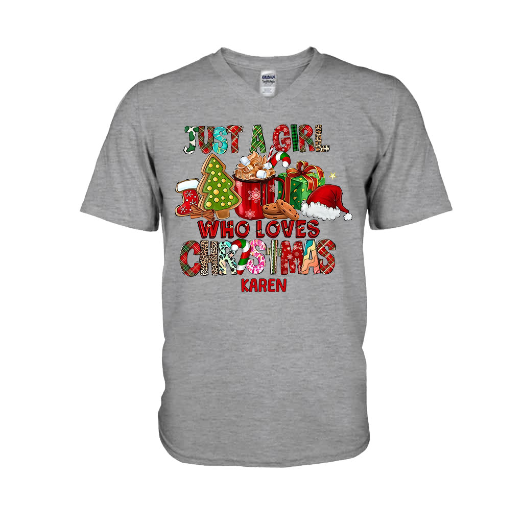 Just A Girl Who Loves Christmas - Personalized Christmas T-shirt And Hoodie