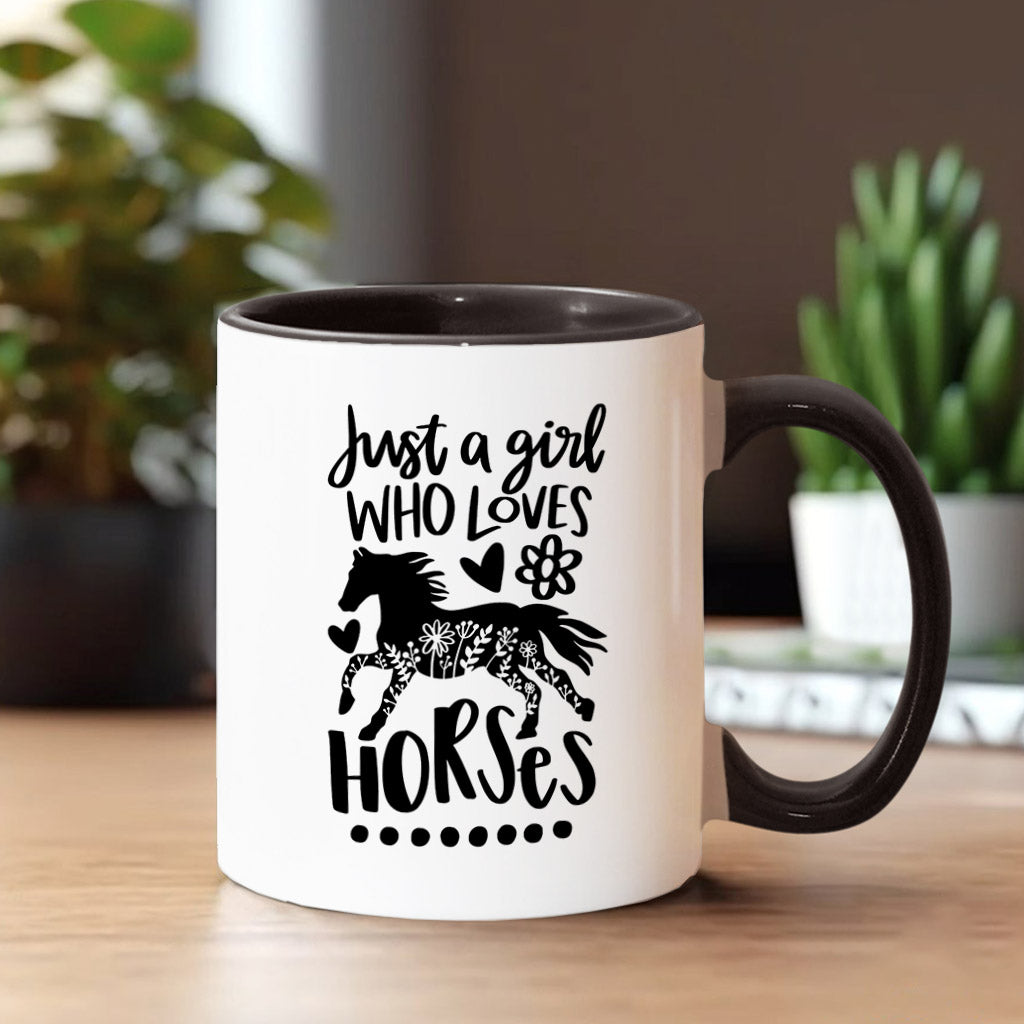 Just A Girl Who Loves Horses - Personalized Horse Accent Mug