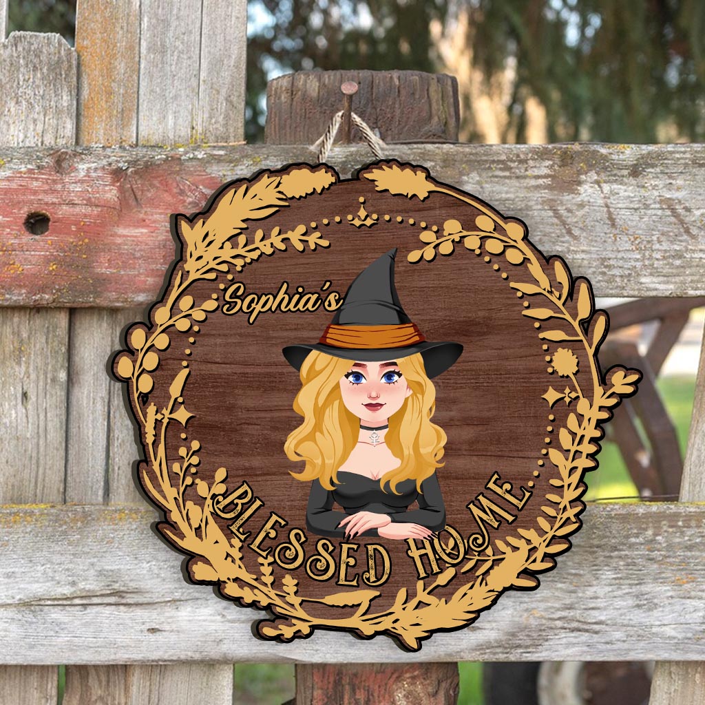 Blessed Home - Personalized Witch Wood Sign